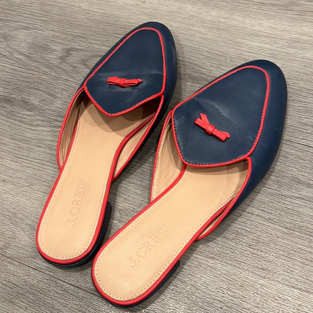 J. CREW Leather Sailor Navy, Red, Beige Flats Sz 6 LIKE NEW!!! *Offers Welcome*